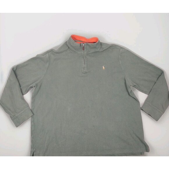 Polo Ralph Lauren Sweater 2XL Estate Rib Green Pony 1/4 Zip Long Sleeve - Picture 1 of 8